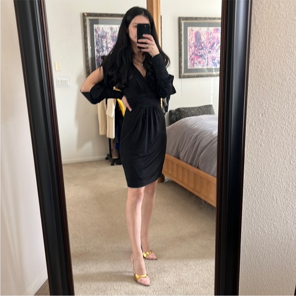 Faviana Glamour Black dress size 2 long sleeve - Picture 2 of 10